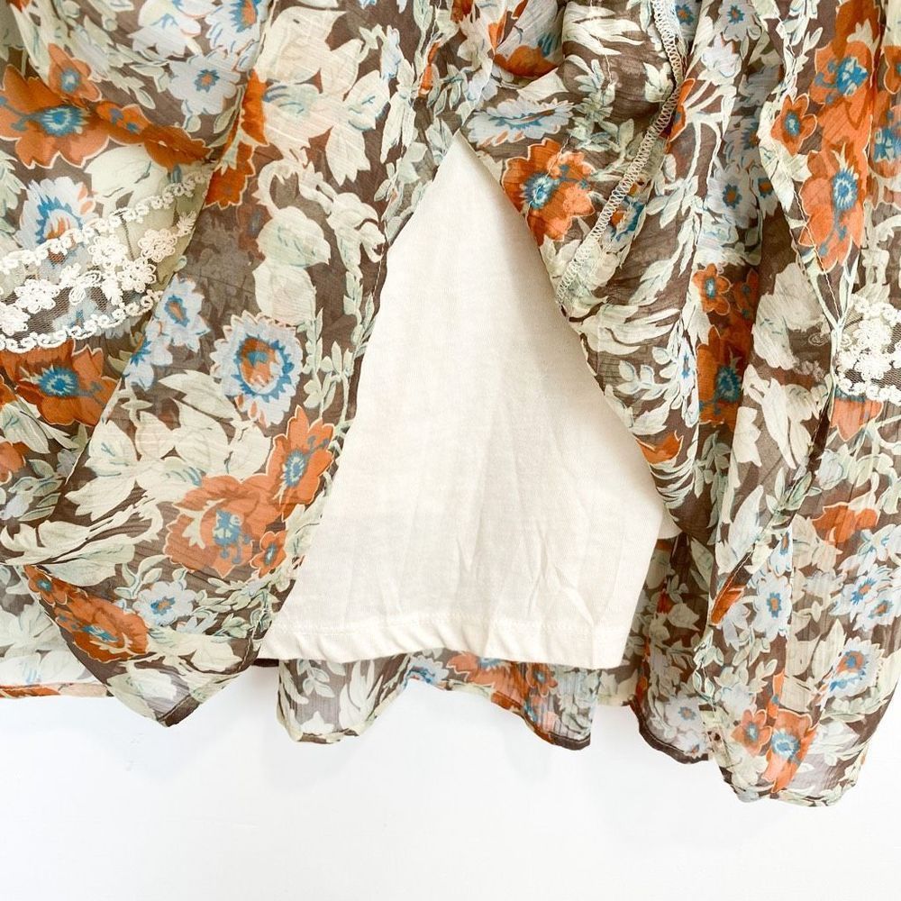 Sundance Sheer Floral Panel Lace Tiered Dress Embroidered Mesh Sleeveless Summer - Picture 9 of 12